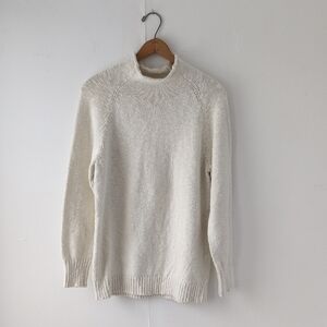 L.L.Bean Cream Roll Neck Sweater 100% Cotton - Large (Fits like Small/Medium)